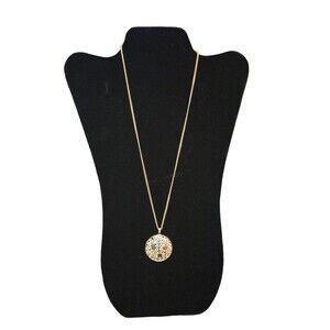 Sarah Coventry Signed VTG 1977 TIMELESS BEAUTY Gold Tone Pendant Necklace 21"